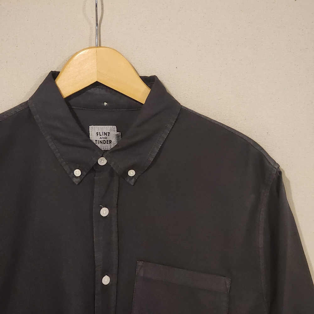 FLINT AND TINDER Oxford Shirt Charcoal size Medium